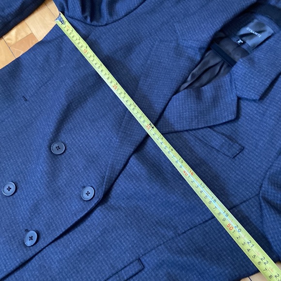 Dynamite Dark Navy Blue Checker Double Breasted Blazer - Picture 11 of 12